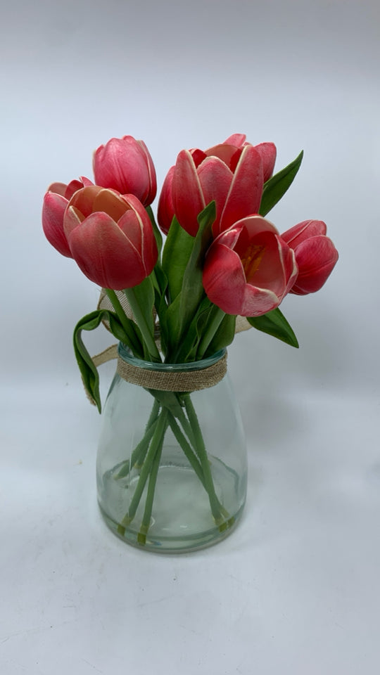FAUX PINK TULIPS.