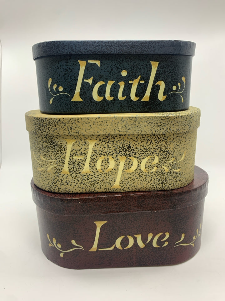 FAITH HOPE LOVE OVAL NESTING BOXES.