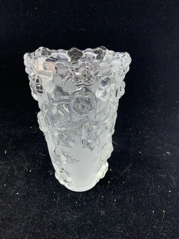 FROSTED FLORAL EMBOSSED VASE- GERMANY.