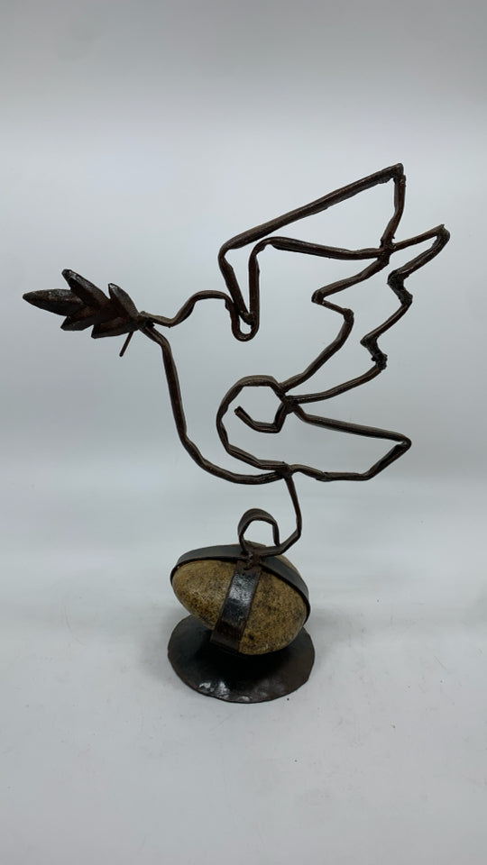 ROCK & BIRD METAL SCULPTURE.