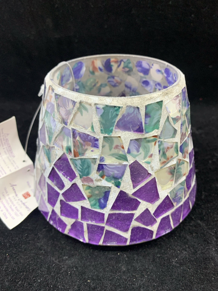 NIB PURPLE TILE CANDLE SHADE-HOME INTERIORS.