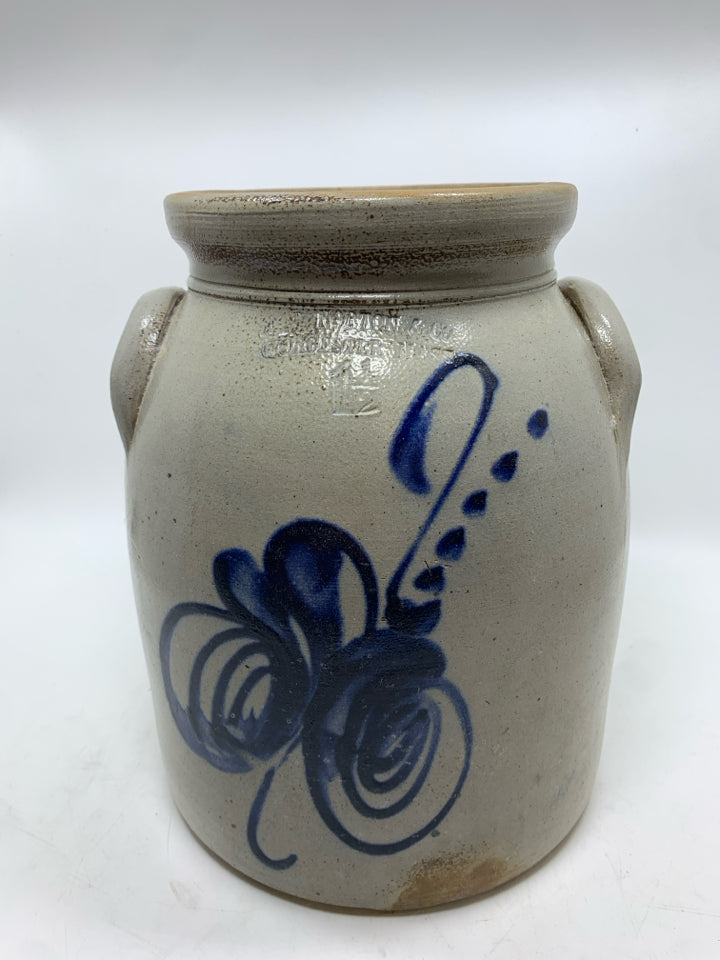 VTG NORTON & CO 1 1/2 STONEWARE CROCK.