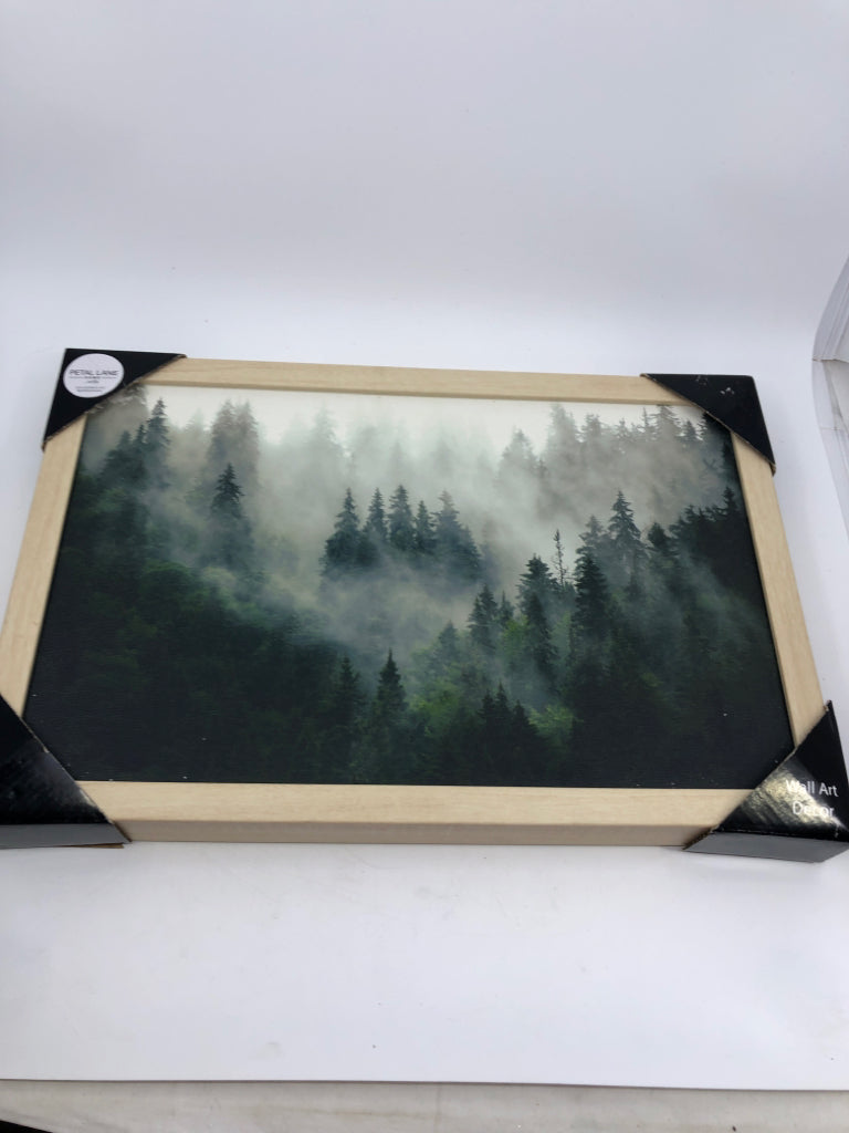 NIP FOGGY FOREST W/ PINE TREES FRAMES CANVAS.