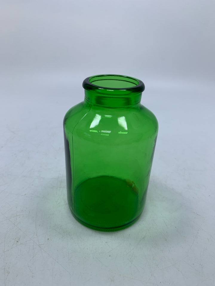 VTG GREEN EMPTY GLASS BOTTLE.