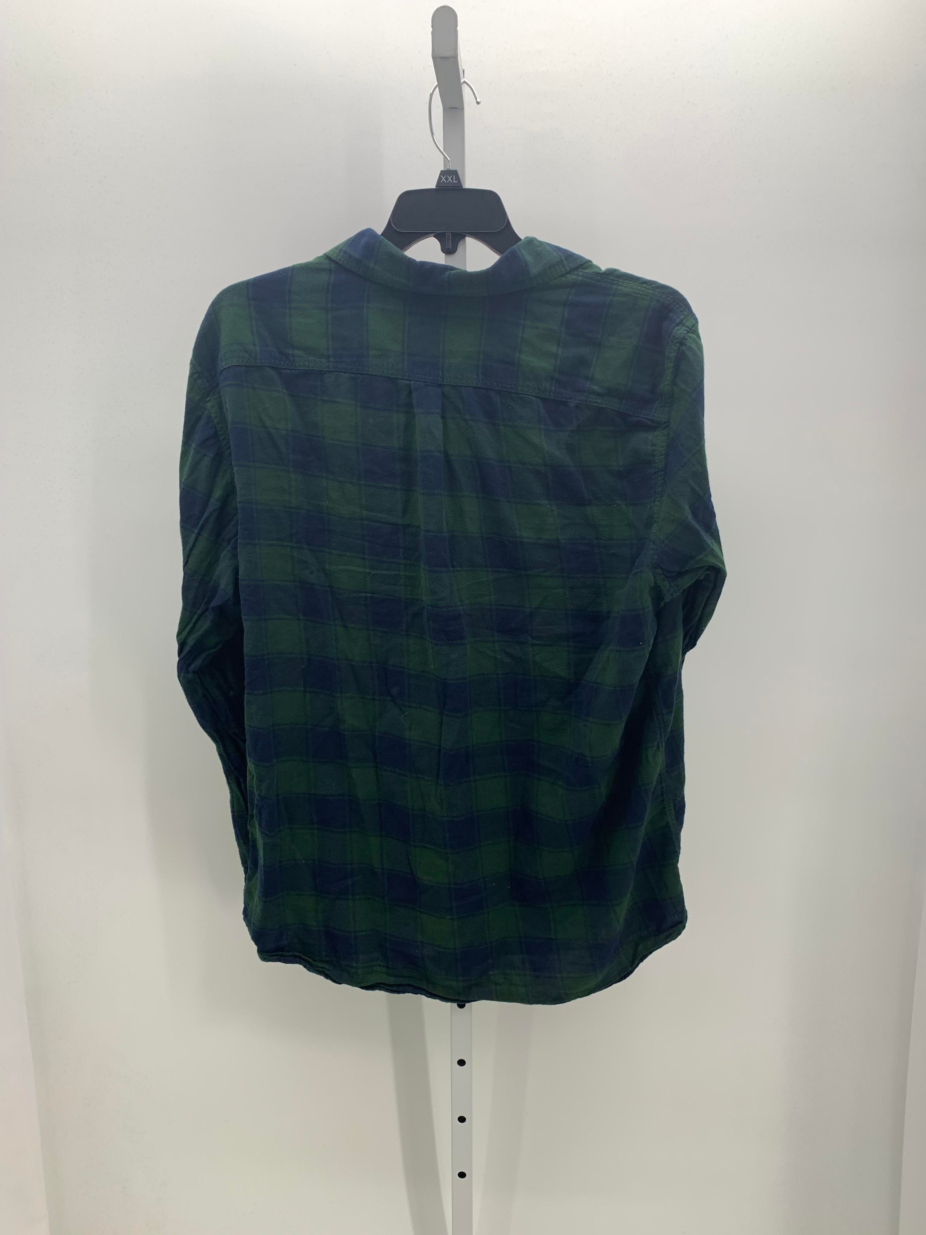 NAVY/ GREEN PLAID BUTTON DOWN