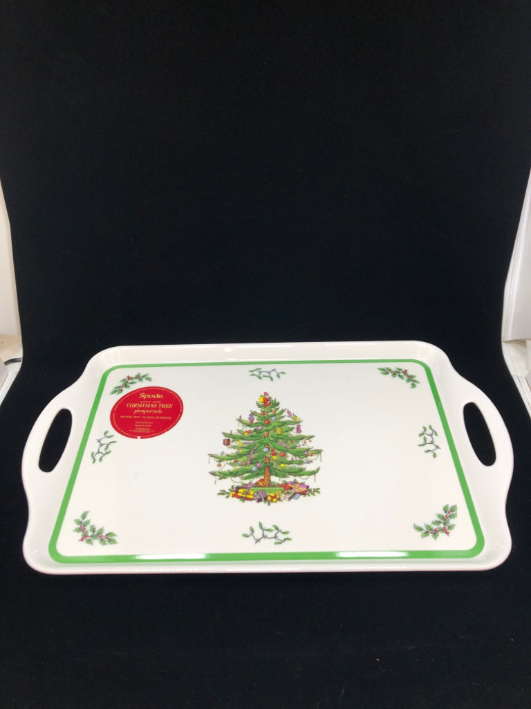 SPODE MELAMINE CHRISTMAS TREE TRAY.