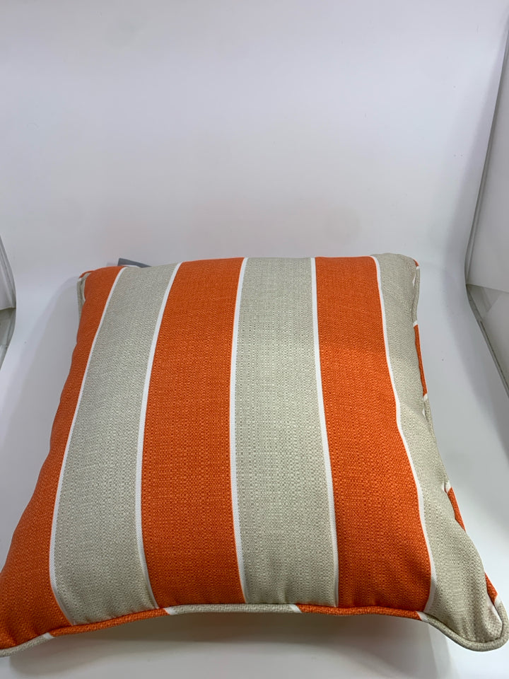 ORANGE & CREAM DOMAIN STRIPED PILLOW.