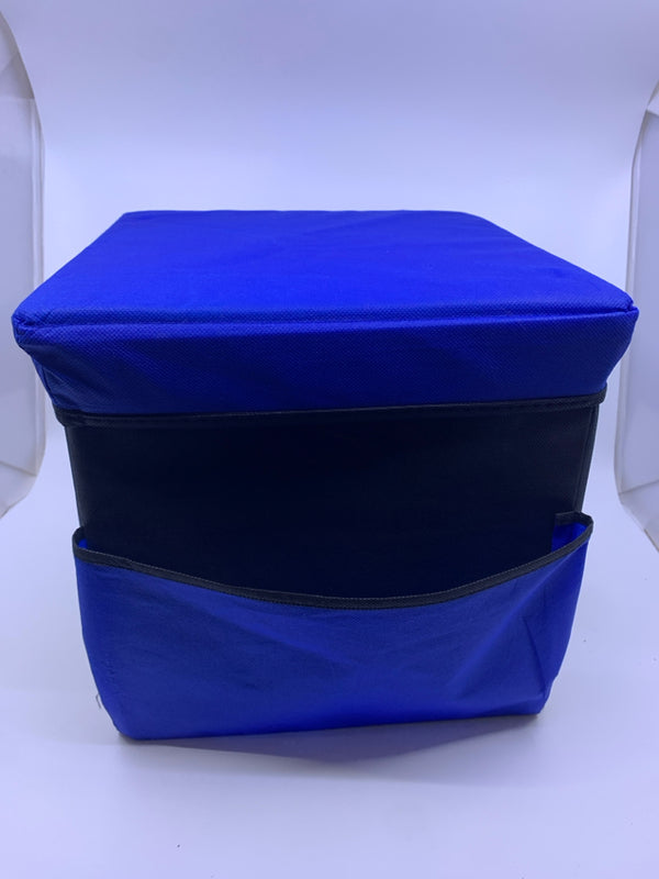 BLACK AND BLUE FOLDABLE CUBBY CUBE W SIDE POCKET.