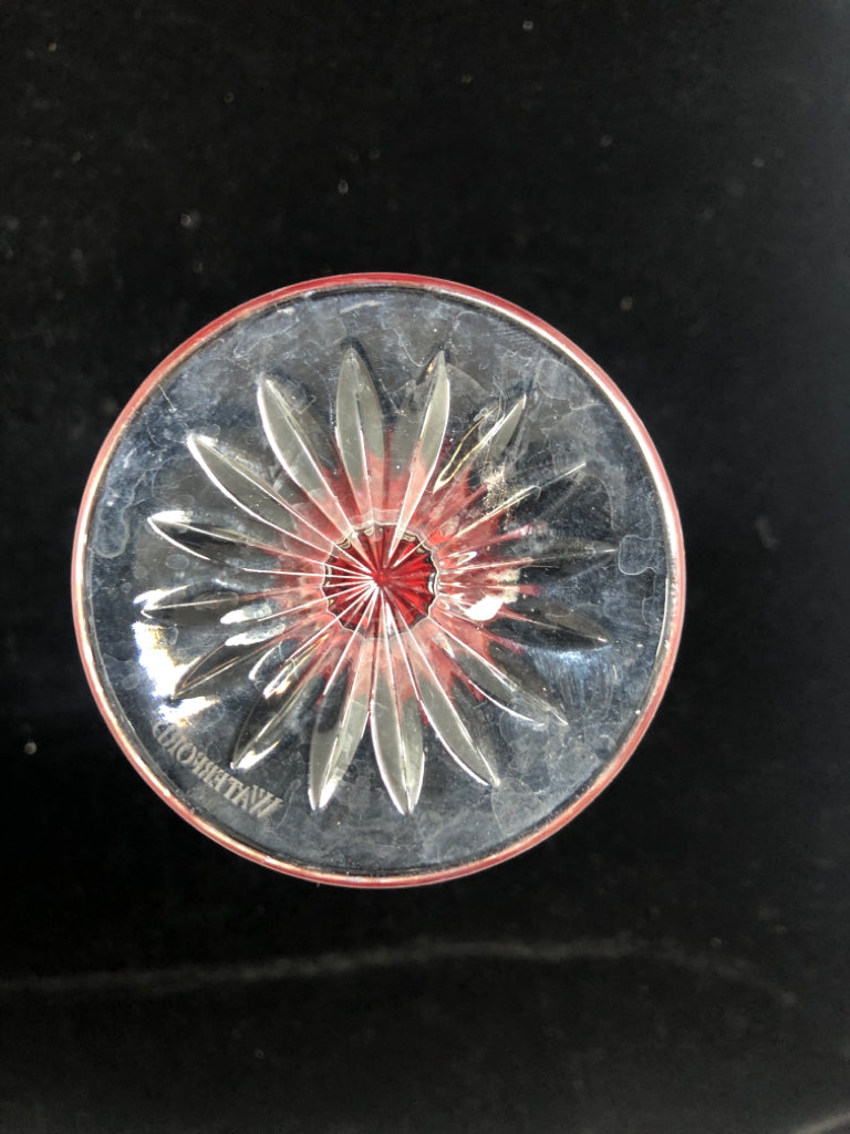WATERFORD RED LISMORE CRYSTAL BUD VASE.
