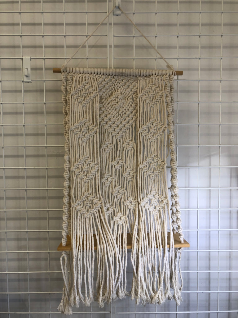 WOODEN MACRAME SHELF.