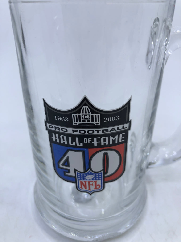 NFL HALL OF FAME 40 FOOTBALL GLASS MUG.