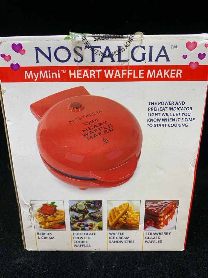NIB HEART WAFFLE MAKER MYMINI NOSTALGIA.