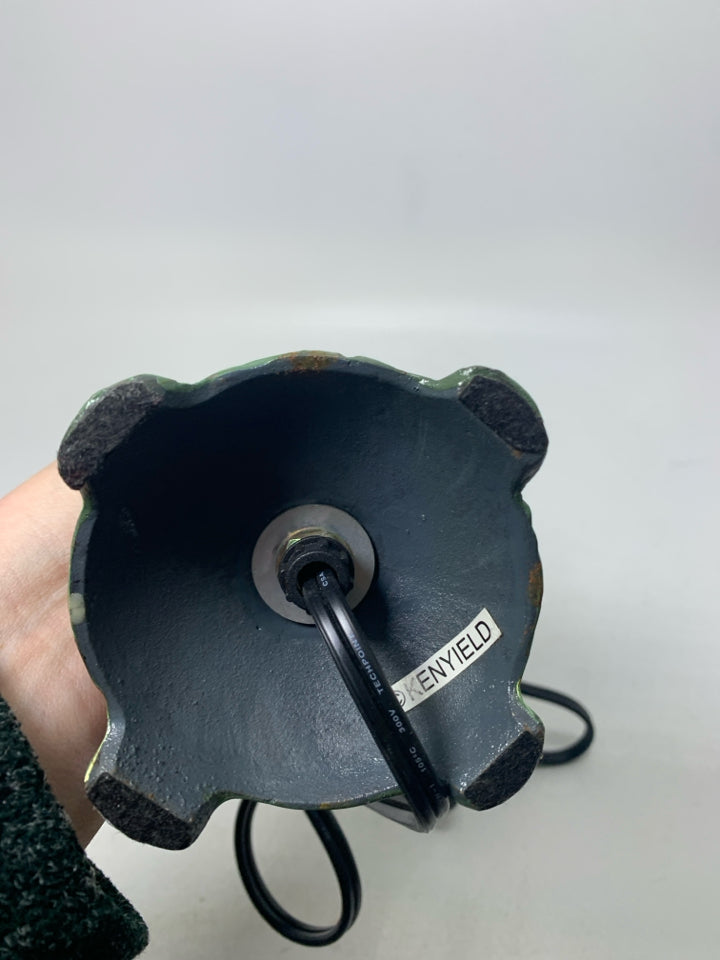 METAL BASE &C SHADE SMALL PAINTED LAMP W/ BLUEBIRD.