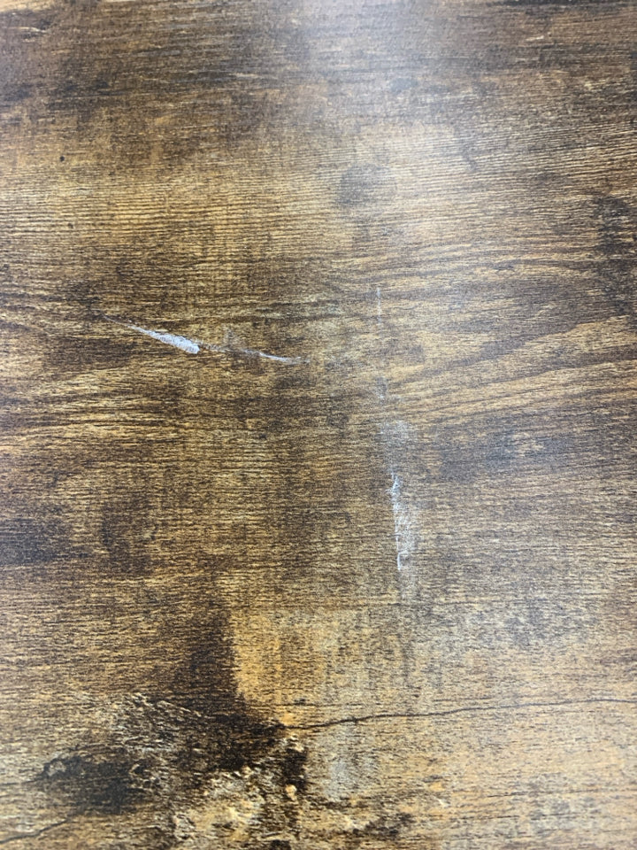BLACK METAL FAUX WOOD TOP DESK.