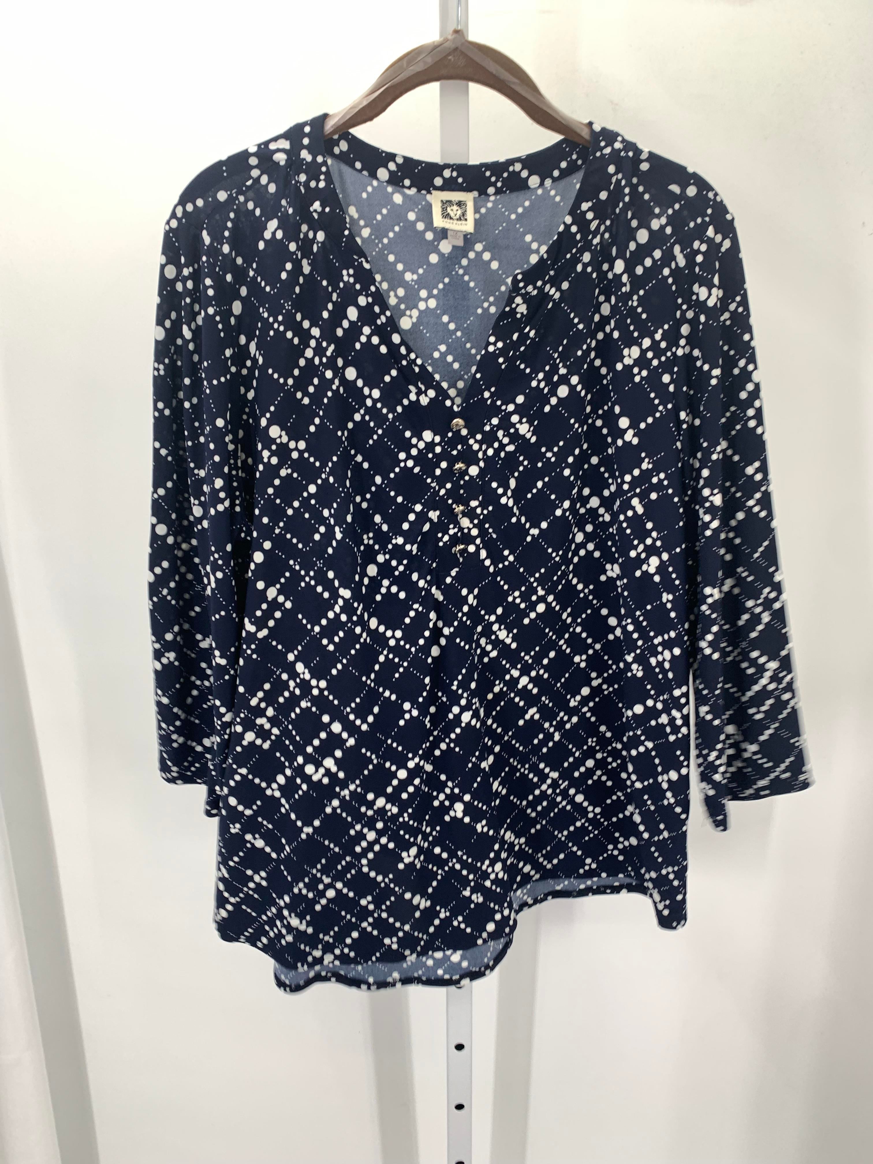 Anne Klein Size 1X Womens 3/4 Sleeve Shirt