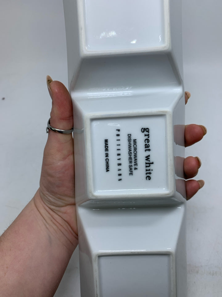 SQUARE 3 SLOT BOWL TRAY GREAT WHITE.