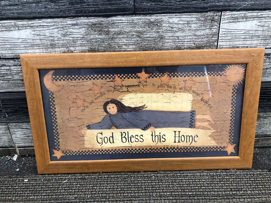 PRIMITIVE GOD BLESS THIS HOUSE WALL HANGING.