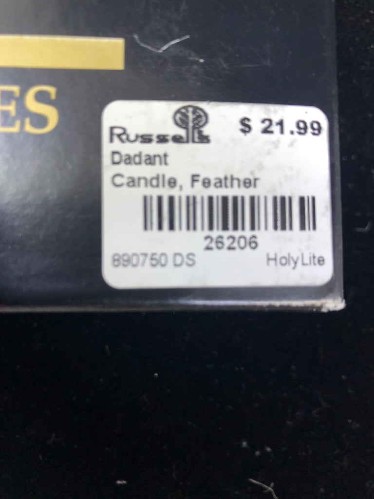 NIB BEESWAX TAPER CANDLE RED/WHITE HOLLY.