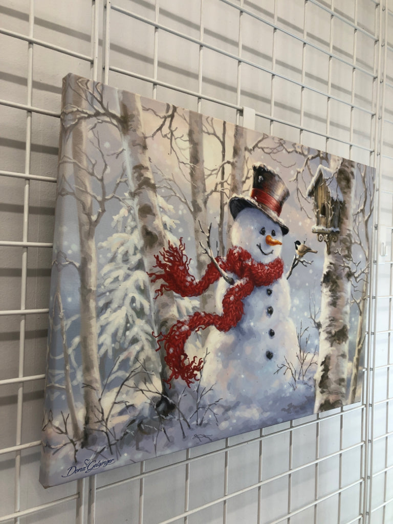 LIGHT UP SNOWMAN CANVAS PICTURE.
