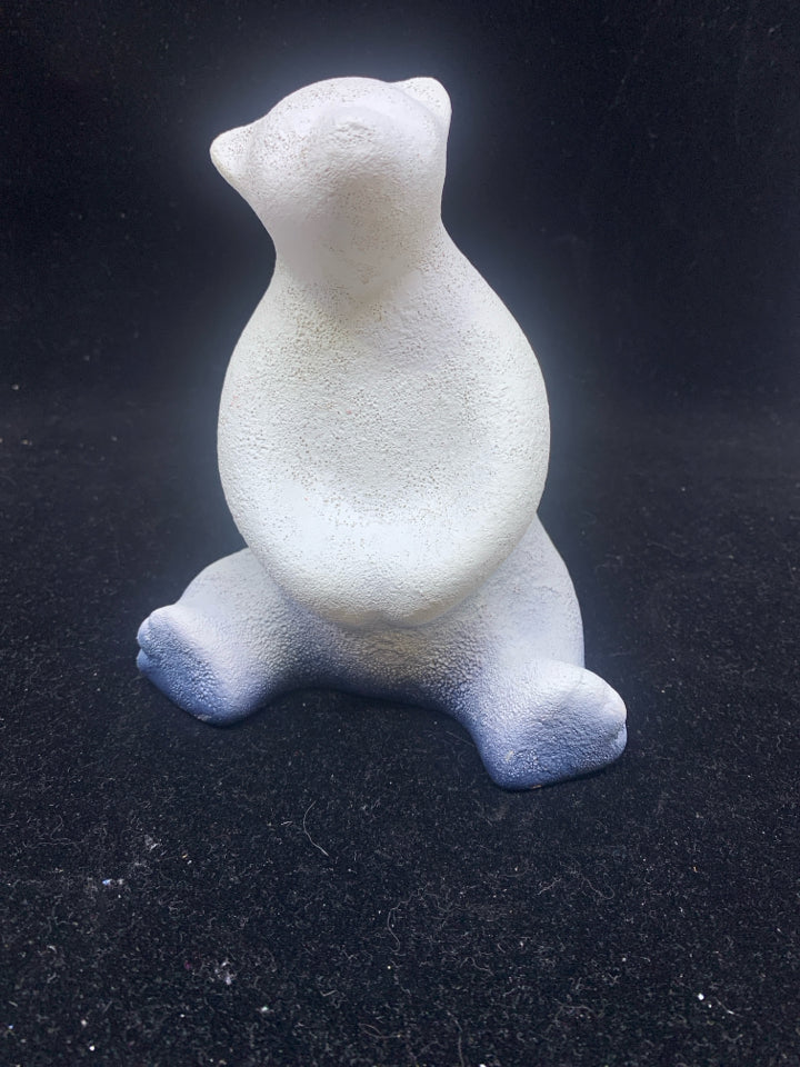 WHITE W BLUE OMBRE SITTING BEAR.