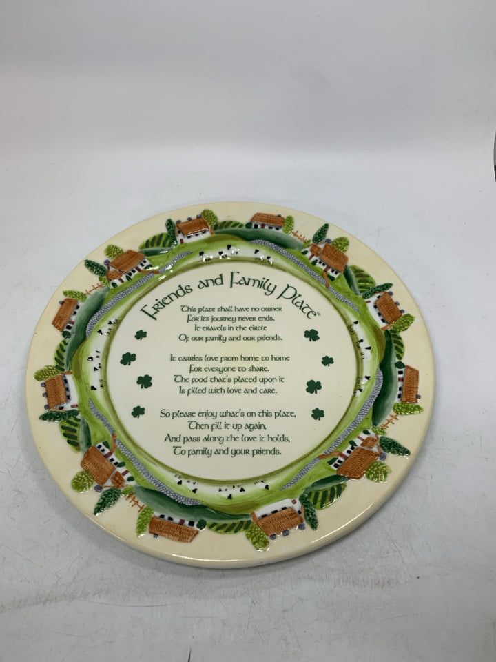 FRIENDS/FAMILY PLATE IRISH THEMED.