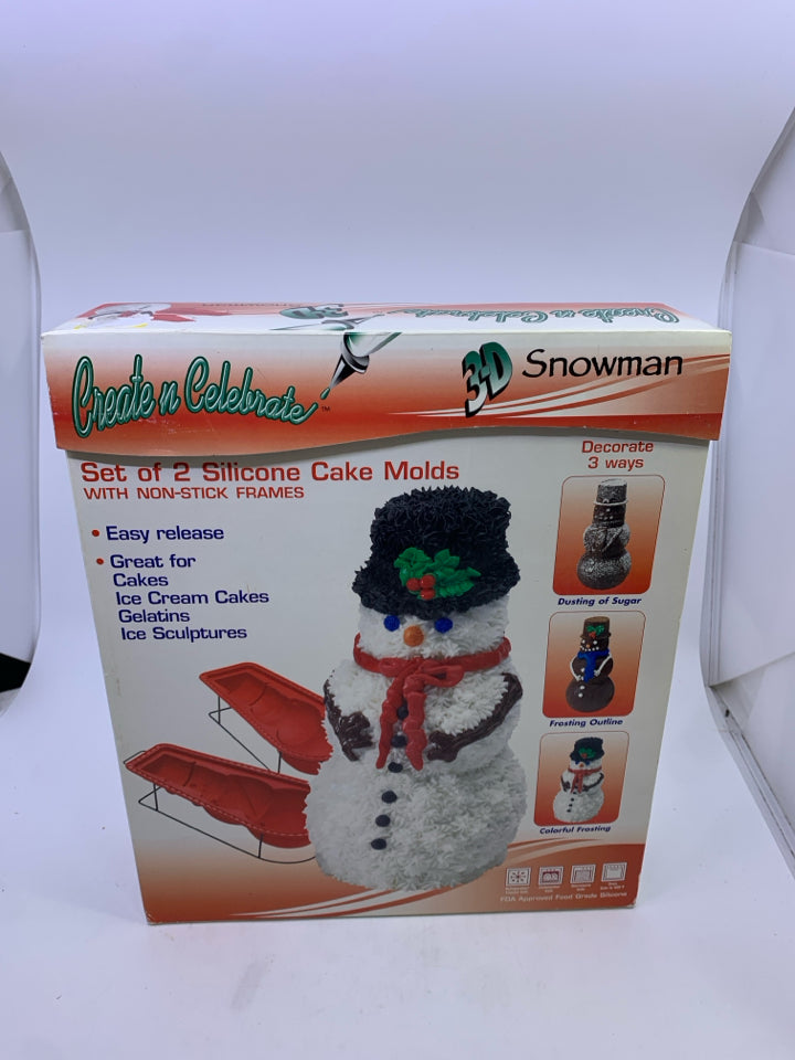 NIP SNOWMAN SILICONE CAKE MOLD CREATE N CELEBRATE.
