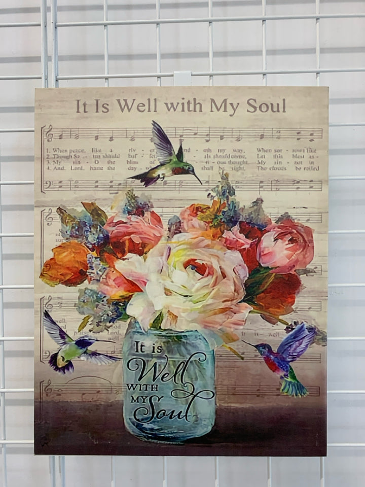 IT IS WELL WITH MY SOUL HUMMINGBIRD MUSIC CANVAS PRINT.