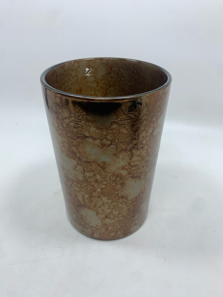 LG ORANGE MERCURY GLASS PILLAR CANDLE HOLDER.