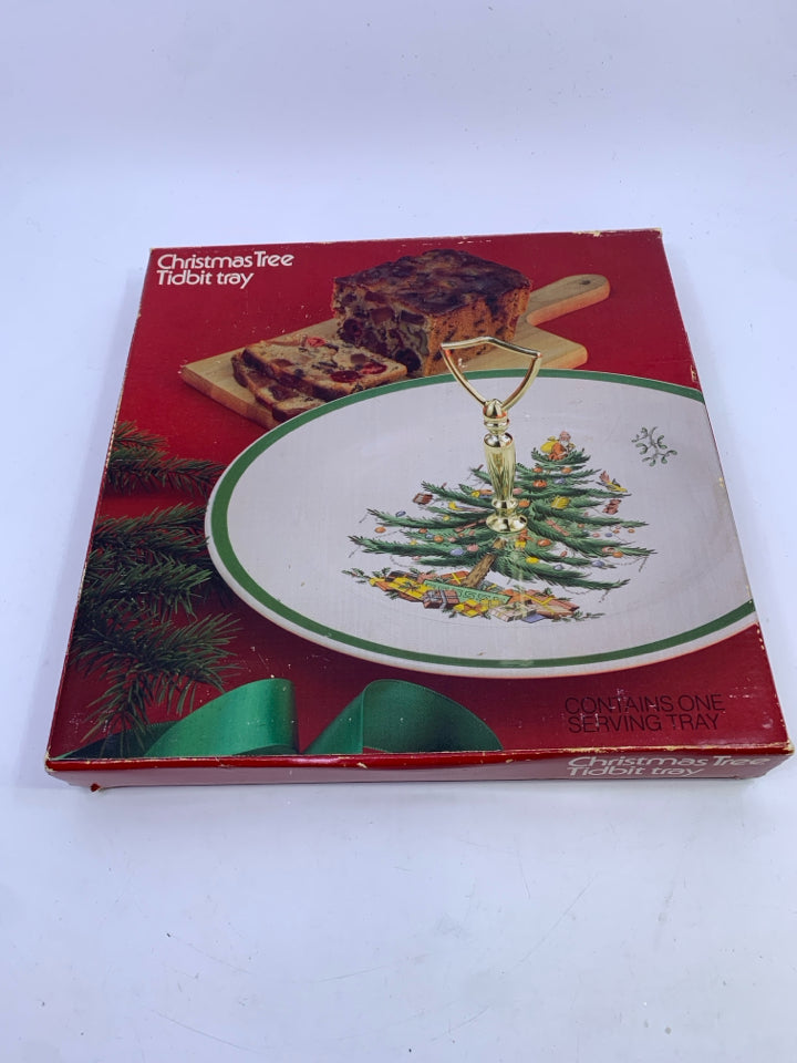SPODE CHRISTMAS TREE TIDBIT TRAY.