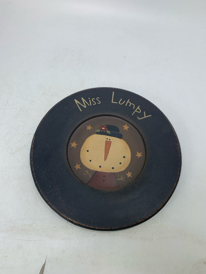 BLACK MISS LUMPY SNOW WOMAN FACE PLATE.