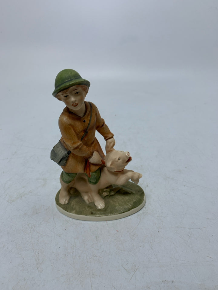 VTG FRIEDEL GERMAN LADY HOLDING EAR OF A PIG.