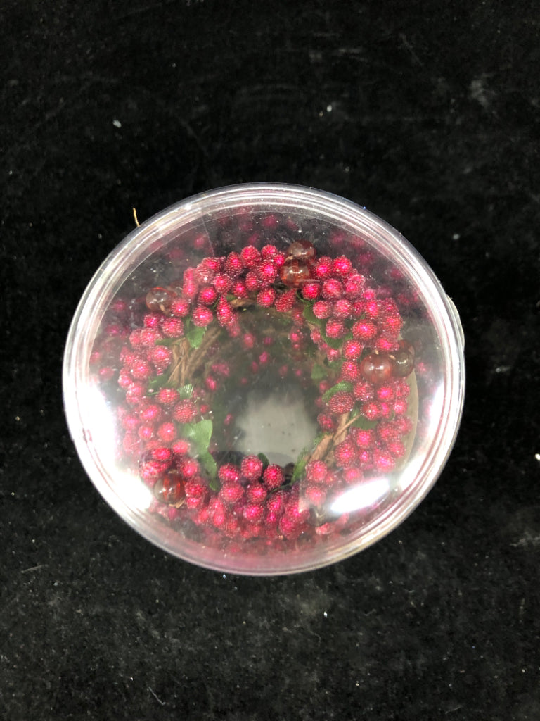 6 NIP CRANBERRY BEADED NAPKIN RINGS