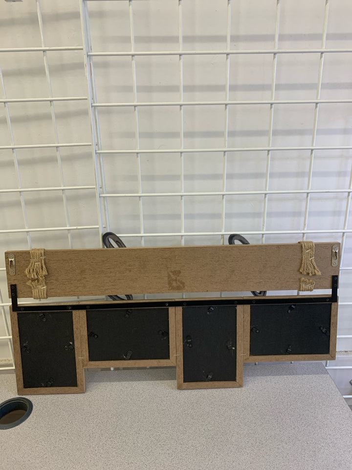 WOODEN FAMILY 4-SLOT PICTURE FRAME.