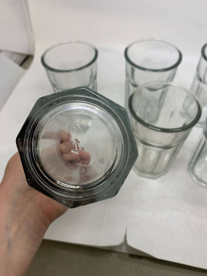 6 HEAVY GLASS TUMBLERS.