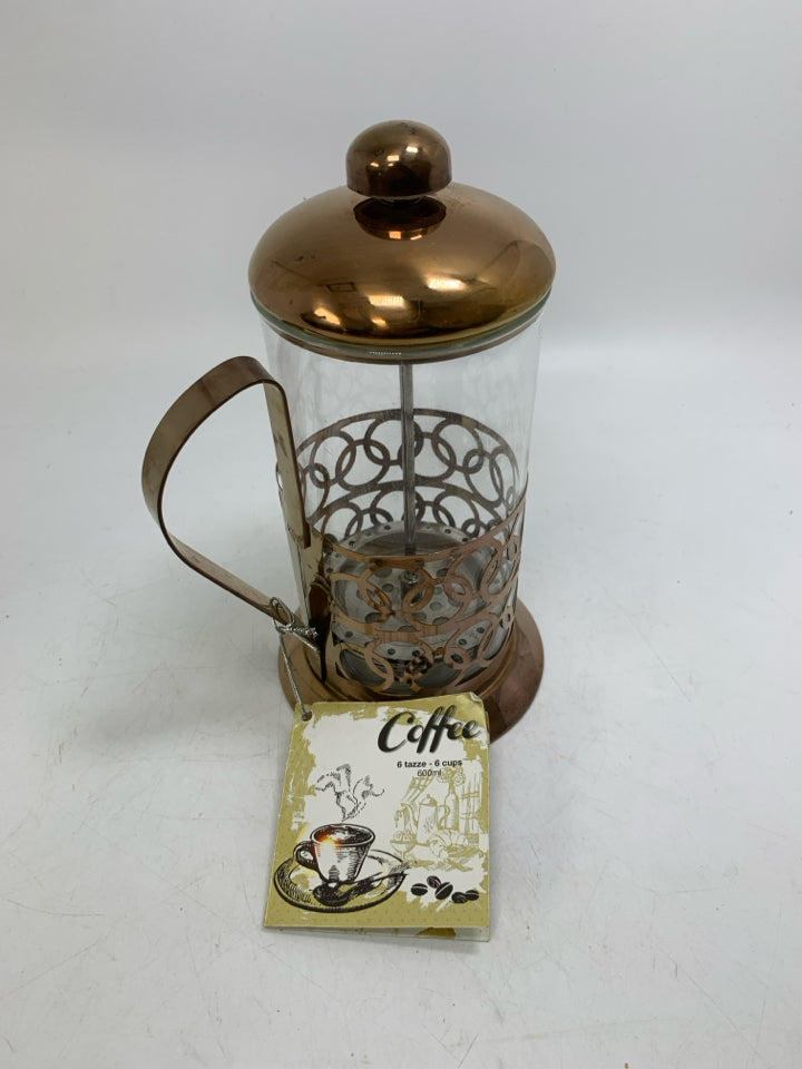 GLASS/METAL FRENCH PRESS.