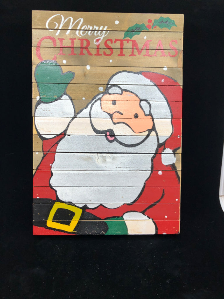 SANTA PAINTED WOODEN SIGN.
