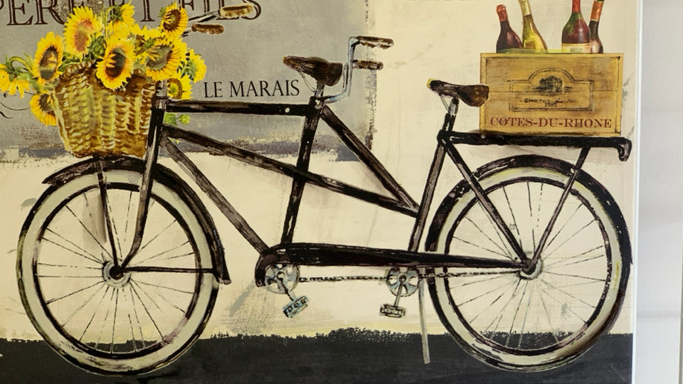 BIKE W SUNFLOWERS CANVAS WALL ART.