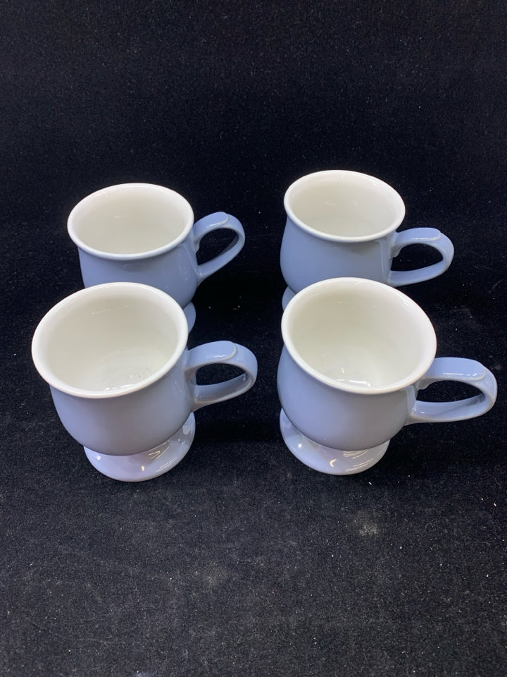 4PC PALE BLUE MUG W/FOOTED BASE.