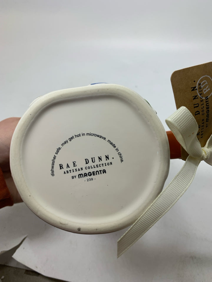 NWT RAE DUNN EMBOSSED FOX/MUSHROOMS HAPPY FALL MUG.