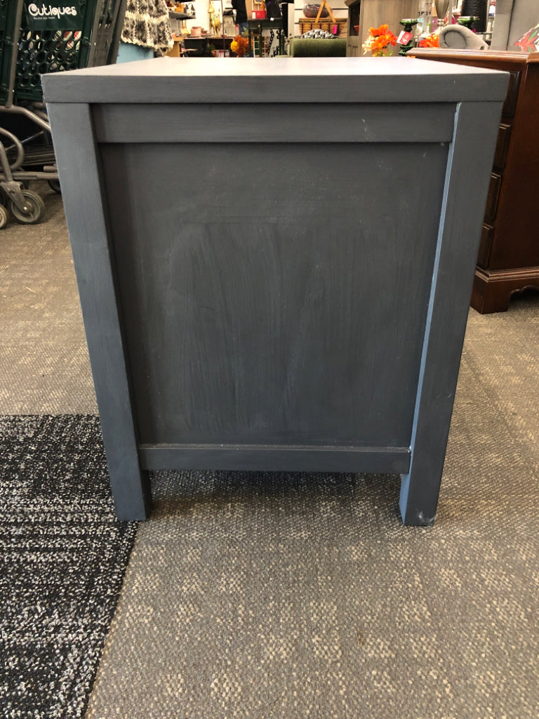 PAINTED GREY 2 TIER SIDE TABLE W/ DRAWER.