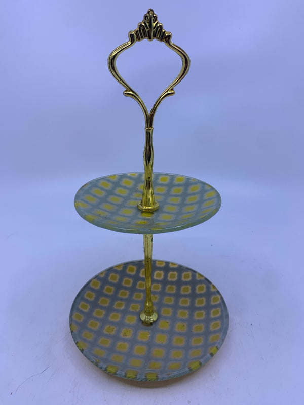 GOLD PATTERN TWO TIER JEWELRY TRAY.