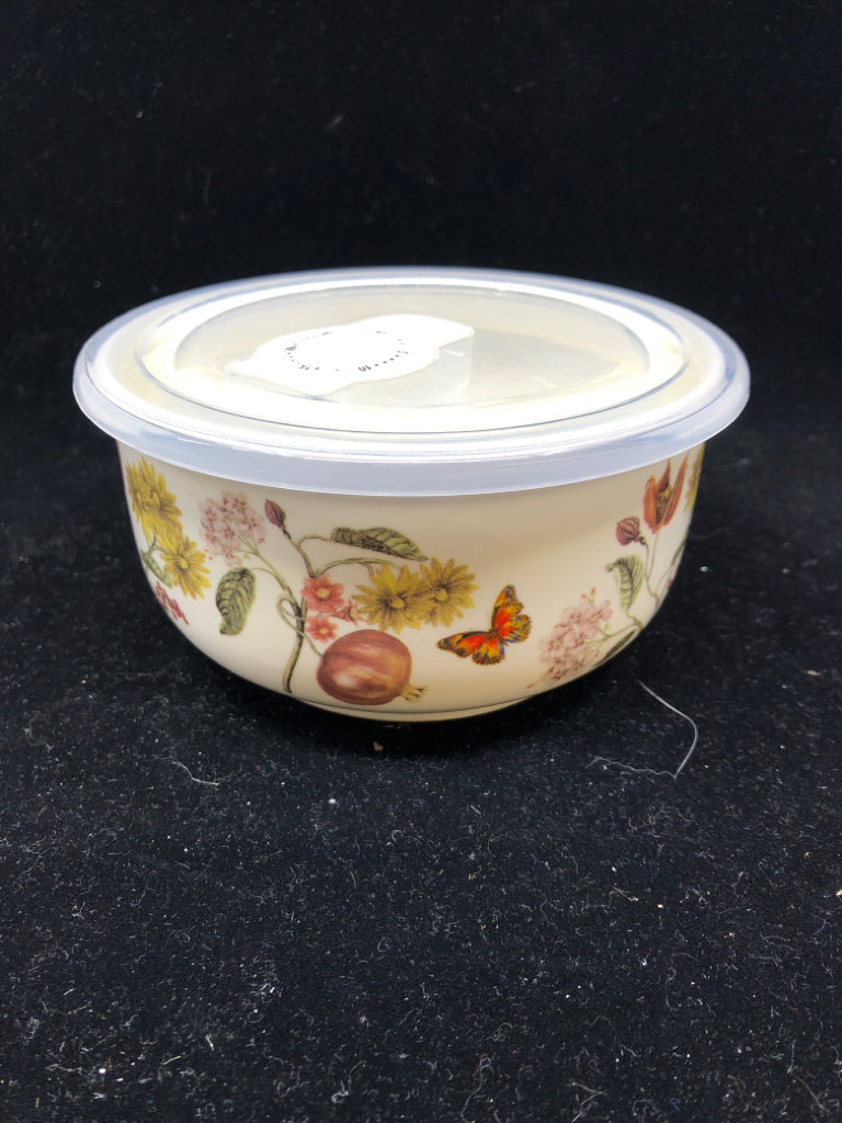 FLORAL W BUTTERFLIES COVERED BOWL.