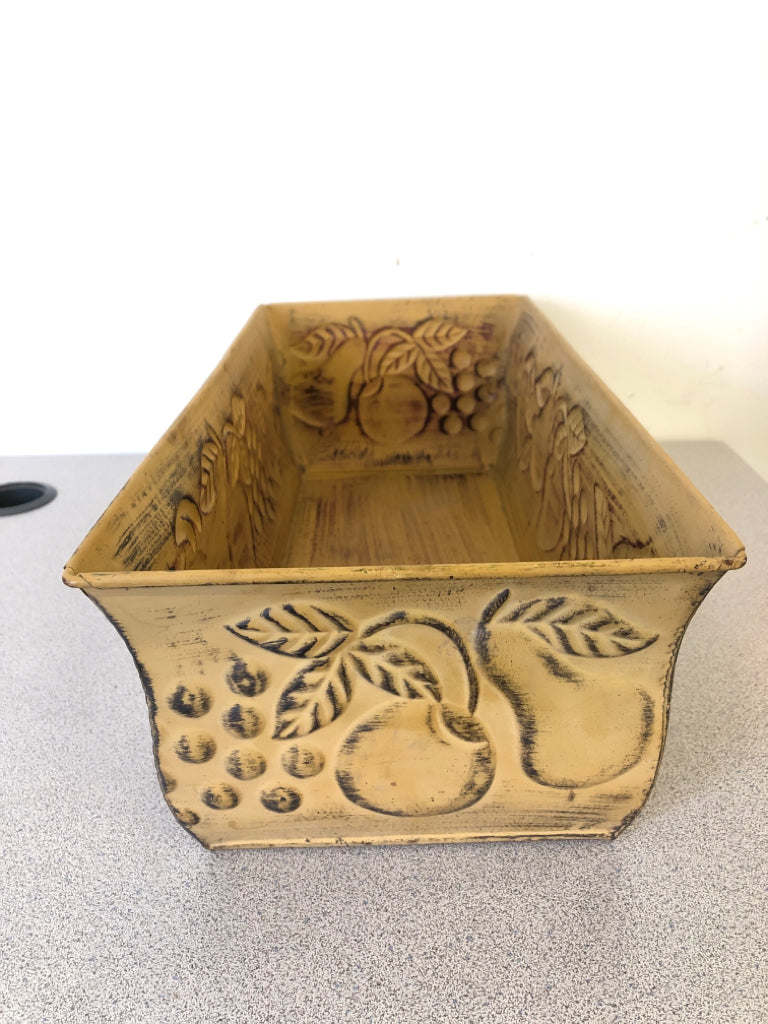 EMBOSSED FRUIT METAL PLANTER.