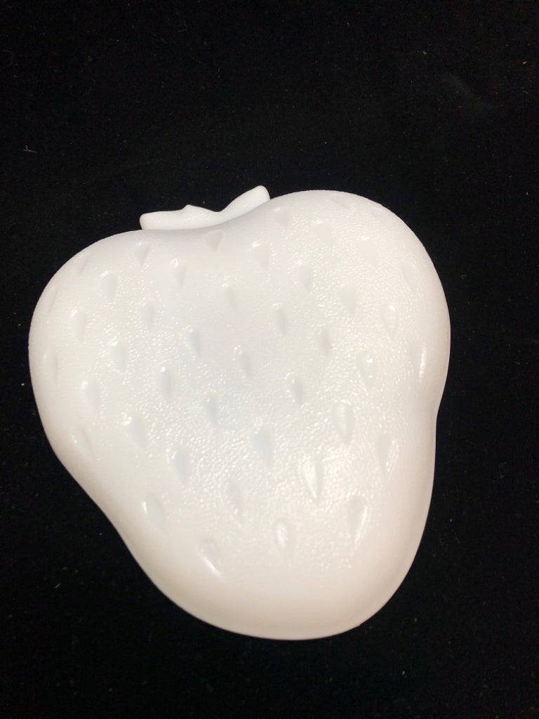 VTG STRAWBERRY SHAPED MILK-GLASS DISH.