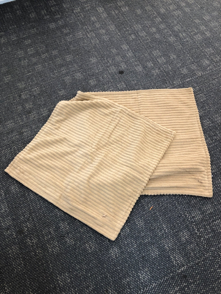 2 FUZZY BROWN RIBBED PILLOW CASES.