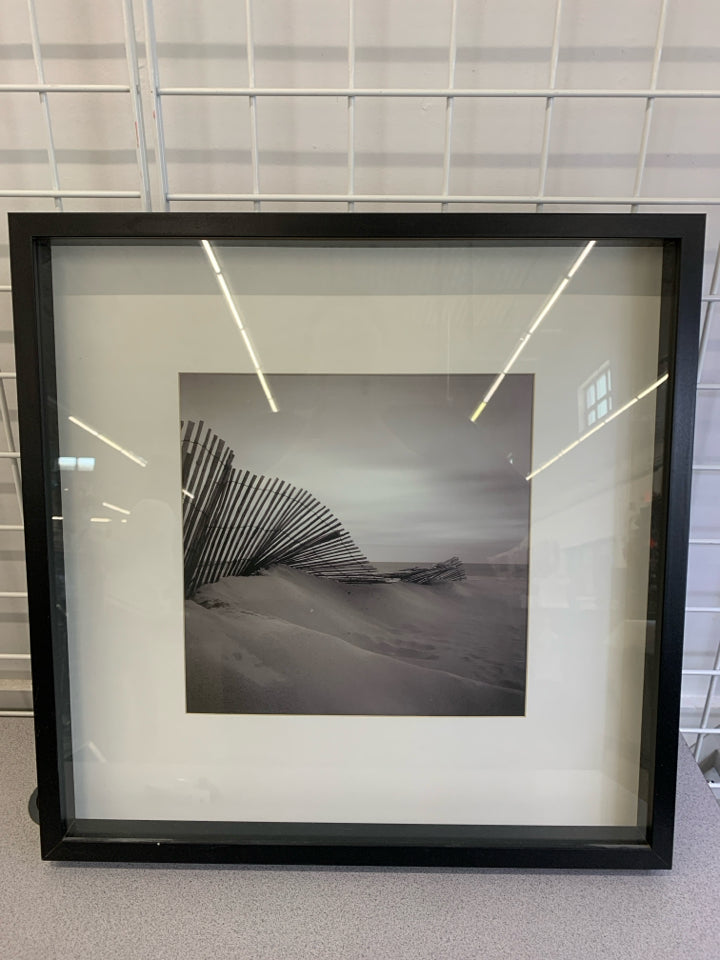 SAND DUNE BEACH PHOTO IN BLACK FRAME.