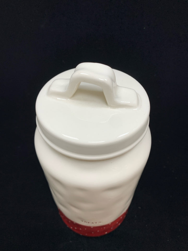 TREATS CANISTER W/RED BOTTOM.