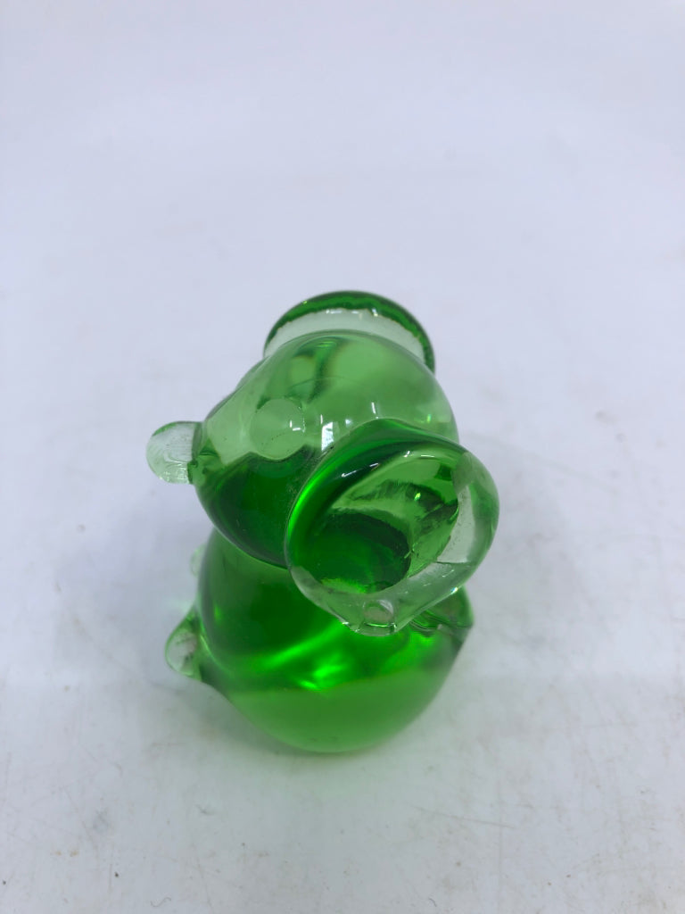 VTG GREEN HAND BLOWN GLASS KOALA BEAR.