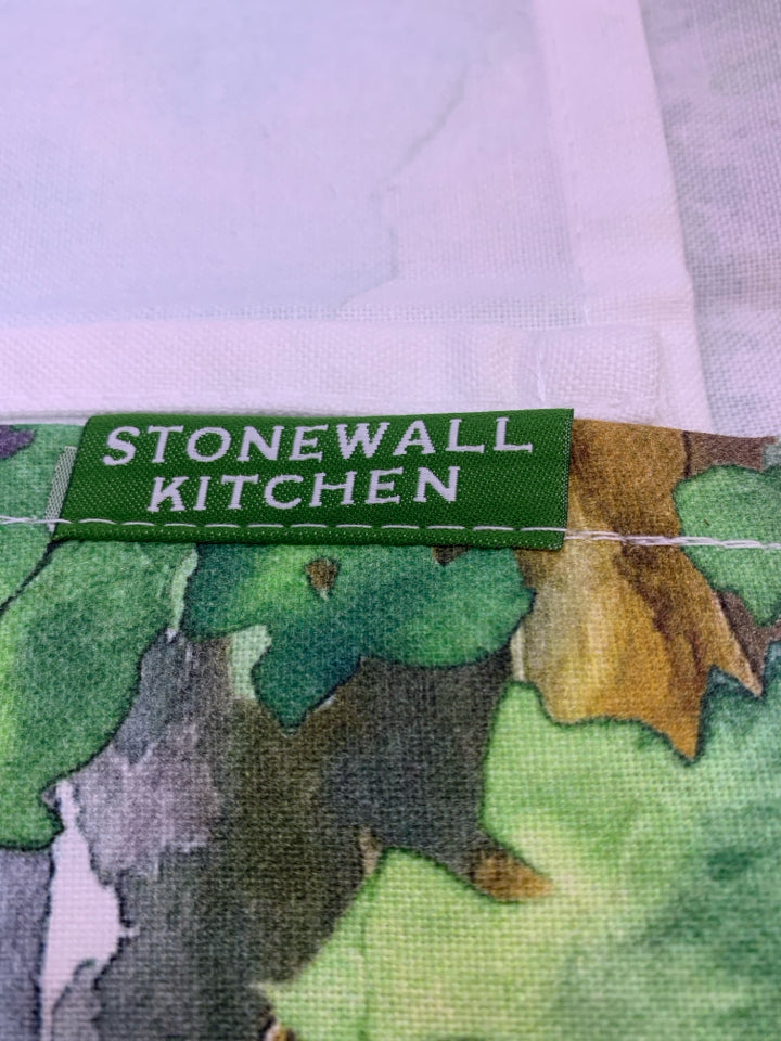 2 TEA TOWELS COUPLE WALKING DOG ON HIKE.