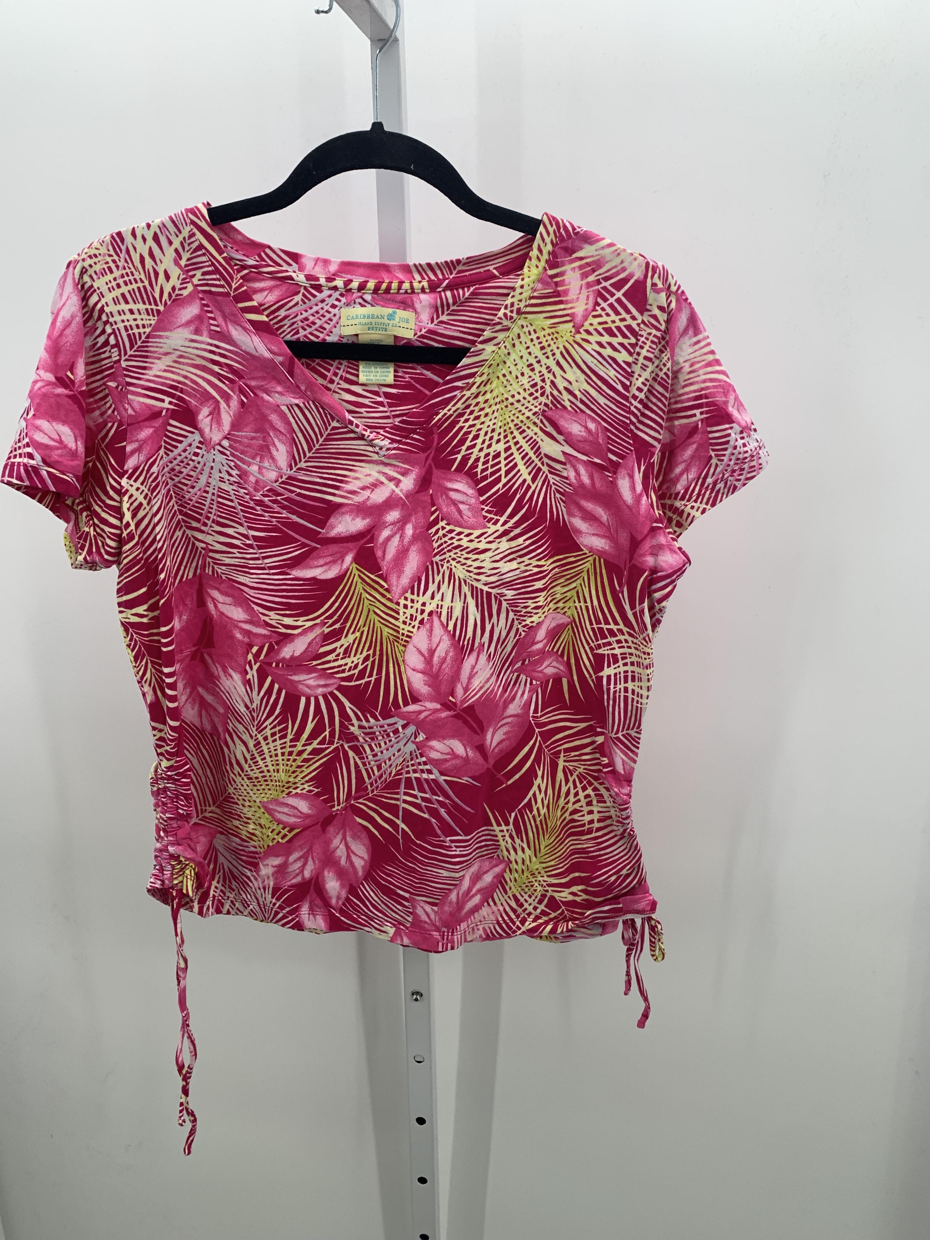 Caribbean Joe Size Large Petite Petite Short Sleeve Shirt